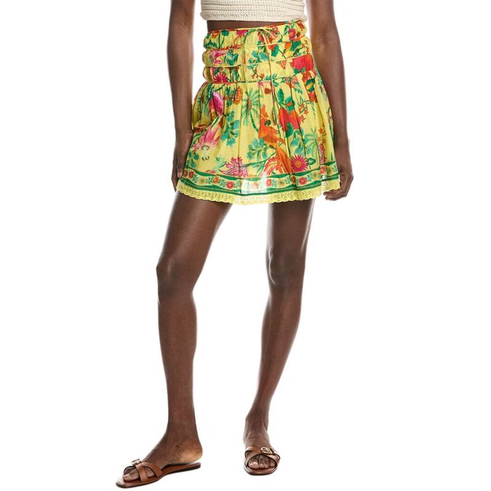 Farm Rio Womens  Delicate Fruit Garden Mini Skirt, Yellow
